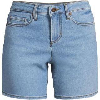 Recover Jeansshorts Mid Waist 18 cm, Damen,  Blau, Elasthan/Baumwoll-Mischung/Polyester-Mischung, by Lands' End