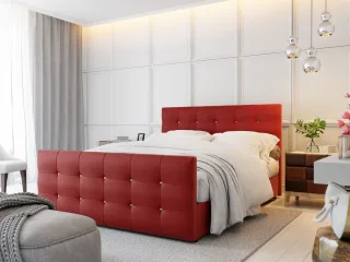 Boxspringbett Schlafzimmerbett MAURO 120x220cm Kunstleder Rot inkl.Bettkasten