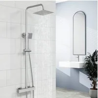 duschspa Duschsystem Duschset mit Thermostat 38℃ verstellbare Duschstange aus Edelstahl, 2 Strahlart(en), Regendusche mit quadratischem Duschkopf 20x20cm
