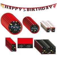 Procos Einweggeschirr-Set 62-tlg. Gaming Party Set für Kindergeburtstag, 8 Personen