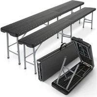 Arebos Bierzeltgarnitur 2x Bierbank Faltbank Klappbar I Tragegriff, 183 x 28 x 43 cm, Tragkraft max. 150 kg (je Bank)