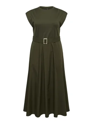 VERO MODA CURVE - VMCBRENDA SL O-NECK 7/8 DRESS JRS CUR Forest Night - Gr. - 48