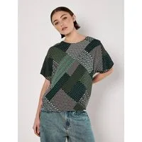 Apricot T-Shirt Patchwork Shirt (1-tlg) mit geometrischem Druck