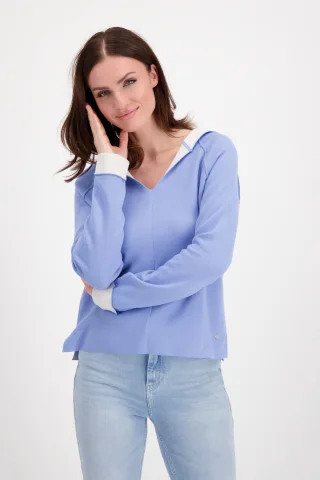 monari - Kapuzenpullover aus Doubleface Stoff aqua blue - Gr. - 40