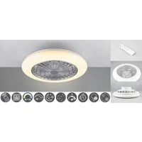 Reality Leuchten LED Deckenleuchte Stralsund Deckenventilator, CCT - über Fernbedienung, Dimmfunktion, Memoryfunktion, Nachtlichtfunktion, Timerfunktion, Ventilatorfunktion, LED fest integriert, warmweiß - kaltweiß, Deckenlampe, Ventilator, Fernbedie