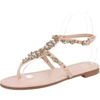 Ital-Design Damen Zehentrenner Freizeit Zehentrenner (86192810) Blockabsatz Riemchensandalen in Beige
