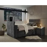 ED EXCITING DESIGN Boxspringbett Denver, inkl. Motor, Topper und motorisierter TV-Halterung bis 40 Zoll