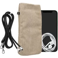 kwmobile Handytasche Handytasche für Smartphones XXL - 7" Handy Tasche (1-tlg), Cord Handy Hülle Creme mit Kordel - Handy Tasche
