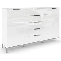 rauch Schubkastenkommode Kommode Türkommode Sideboard Kombikommode FLIPP mit Glasfront (Breite 160/180 cm mit 4 Einlegeböden), 2-trg mit 5 Schubladen und Soft-Close-Funktion, Glasfront, 2 Breiten
