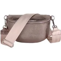 MIRROSI Bauchtasche Damen, Echtleder, Leder, Made in Italy, Umhängetasche, Brusttasche, (Schultertasche für jeden Anlass (1 Tasche & 1 / 2 Gurte), METALIC Gold Silber Crossbody Bag, verstellbare Schulterriemen