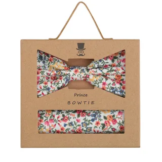 prince bowtie - Set Fliege+Tuch Blumen koralle - Gr. - OS