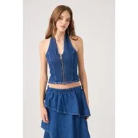 HOLLY LOLLY Warnweste Kaela Jeansweste mit Halsband