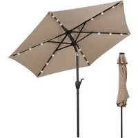 KOMFOTTEU Sonnenschirm, Terrassenschirm mit Lichtern, 6 Rippen & Handkurbel