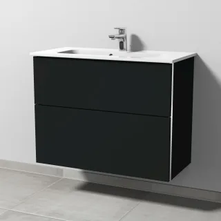 Sanipa 3way Waschtischunterbau zu Duravit ME by Starck Waschtisch mit 2 Auszügen, Vulkan-Matt BP7231V