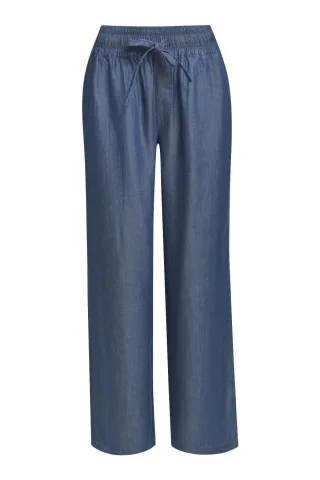 Milano Italy - wideleg pants w elastic wb + pockets dark denim - Gr. - 36