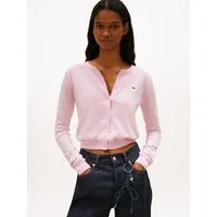 Tommy Jeans Strickjacke TJW ESSENTIAL CREW NECK CARDIGAN Baumwolle