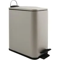 spirella Kosmetikeimer ERIK, Treteimer mit Softclose-Absenkautomatik, Anti-Fingerprint-Beschichtung, herausnehmbarer Inneneimer, innovatives Design in besonders schmaler Form speziell für enge Nischen, HxBxT 29x14x28 cm, 5L, beige taupe