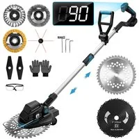 XERSEK Akku-Rasentrimmer 1200W Freischneider mit Teleskop-Stiel Räder, Grastrimmer Motorsense, 25 cm Arbeitsbreite Messer, 16800U/min Bürstenloser Motor Kompatibel Makita Akku f. Rasen Garten