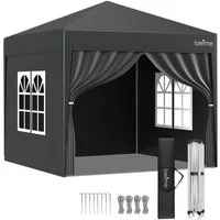 loefme Faltpavillon 2,5×2,5m, Pop Up Pavillon mit 4 abnehmbaren Seitenwänden, mit 4 Seitenteilen, 3 Höhenverstellungen, wasserdicht & UV-beständig, für Garten & Party
