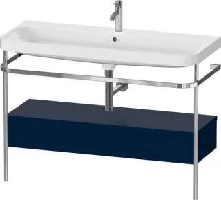 Duravit Happy D.2 Plus c-shaped Set mit Metallkonsole und Schubkasten Nachtblau Seidenmatt 1175x490x HP4844O98980000