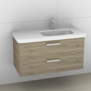 Artiqua 411 Waschtischunterschrank für DuraStyle 232610 Becken rechts Sanremo Eiche quer NB, 411-WU2 411-WU2L-D46-7144-428