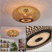 hofstein Deckenleuchte Deckenlampe aus Metall/Bambus in Schwarz/Natur, ohne Leuchtmittel, Boho-Style, skandinavisches Design, Schirm Ø 50cm, Lichteffekt, 3x E27