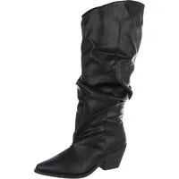 Ital-Design Damen Cowboystiefel kniehoch mit Blockabsatz Westernstiefel (92125413) Blockabsatz Stiefel in Schwarz