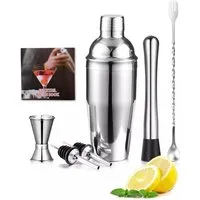 Faizee Möbel Cocktail Shaker Cocktail-Set, Cocktail-Shaker, Shaker-Set, 7-tlg SilberbBar Zubehör, Edelstahl, (7-tlg)