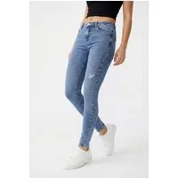 ONLY Skinny-fit-Jeans ONLPOWER MID WASIST PUSH UP AZ mit Destroyed-Details