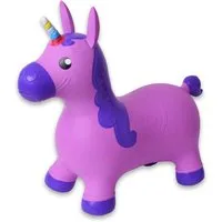 TE-Trend Hüpftier Hüpfpferd Einhorn Hopser Einhorn Pferd Lila, (25 cm Stitzhöhe), Buntes Horn