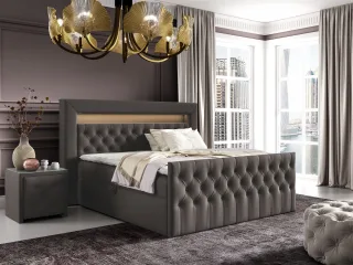 Boxspringbett Schlafzimmerbett ERNESTO Nr.2 140x200cm in Elisa Velvet Anthrazit