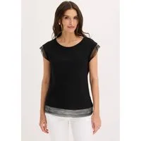 bonprix T-Shirt bequeme Passform, überschnittene Schultern, mit Spitzendetails