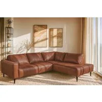 Home affaire Ecksofa Fumone, Lederoptik oder Soft-Touch Chenille, Breite 260, mit schwarzen Massivholzfüßen