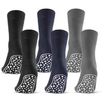 sockenkauf24 ABS-Socken 2, 4 oder 6 Paar Damen & Herren Anti Rutsch Socken Baumwolle (Schwarz, Blau, Grau, 6-Paar, 43-46) Stoppersocken Noppensocken - 21395 WP