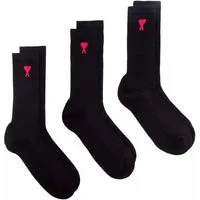 AMI PARIS - ALEXANDRE MATTIUSSI Freizeitsocken Unisex 3-er Pack Ami de Coeur Geschenk-Set Ribbed Knit für eine klassische, zeitlose Optik