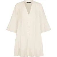SASSYCLASSY Minikleid Musselin Sommer Kleid 3/4 Ärmel und Volants, 100 % Baumwolle, Made in Italy