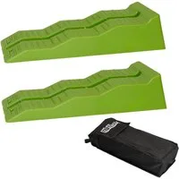 TRUTZHOLM Auffahrrampe 2 x Auffahrkeil mit Überfahrstopper 5 T 60 x 20 x 12 cm 3 Stufen (einfach zu transportieren), Hohe Tragkraft, Rutschfeste Oberfläche,Kunststoff