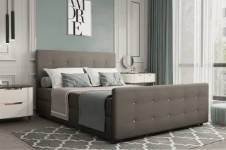 Boxspringbett Schlafzimmerbett MARKOS 120x220cm Stoff Soro Taupe inkl. Bettka...