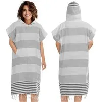 JEMIDI Handtücher JEMIDI Handtuch-Poncho S/M, Baumwolle, Blau/Weiß