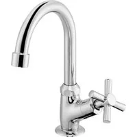 Deante Waschtischarmatur BEZ 024L Kaltwasser Standventil Wasserhahn Metall Kreuzgriff, Badarmatur, Chrom