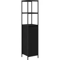 vidaXL Badezimmerspiegelschrank Badschrank mit Regalen Schwarz Eichen-Optik 36x35x165 cm (1-St)