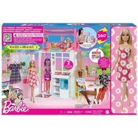 Mattel® Puppenhaus HHY40 Barbie-Puppenhaus mit 4 Spielbereichen, komplett eingerichtet mi
