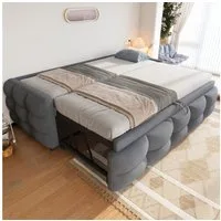 Flieks Daybett, Daybett Schlafsofa mit Ausziehbett 90/180x190cm Teddy-Samt Bezug