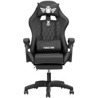 FORCE ONE Gaming-Stuhl X ONE Drehstuhl aus Kunstleder Race Stuhl mit Verstellung, mit Massagefunktion, Fußstütze, Lendenkissen, Nackenkissen