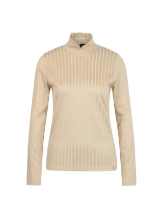 Marc Cain Collections - Lurex-Rippshirt mit Stehkragen tannin - Gr. - 38