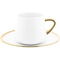 Mulex Espressotasse 12 Tlg. Set Mokkatassen mit Untertassen aus Porzellan 100 ml