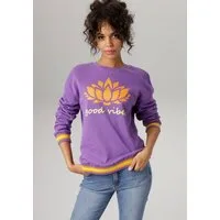 Aniston CASUAL Sweatshirt Frontdruck mit abstrakter Seerose und Schriftzug