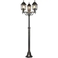 TRIO Leuchten LED Gartenleuchte antik mit Bleiglasoptik, Höhe 200cm, LED wechselbar, Warmweiß, Straßen-Laterne, Mastleuchte Wegbeleuchtung, E27 Garten-Beleuchtung
