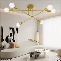 Ophy Kronleuchter Sputnik Kronleuchter, 6‑flammig, Vintage Deckenlampe aus Metall (E27), ohne Leuchtmittel, halbbündige Deckenbeleuchtung, für Esszimmer, Schlafzimmer & Wohnzimmer