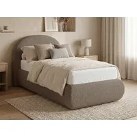 Beautysofa Polsterbett MOTTI 90x200 mit Bettkasten und gepolstertem Kopfteil (mehrere Farben, Bouclé-Stoff), wahlweise ohne Matratze oder mit Matratze